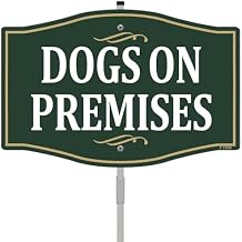 Dog on Premises Sign Beware Of Dog For Fence 12" x 8" With 28" Long Metal Stakes On Duty With Stand In Yard Aluminum Outdoor Use Yard Business