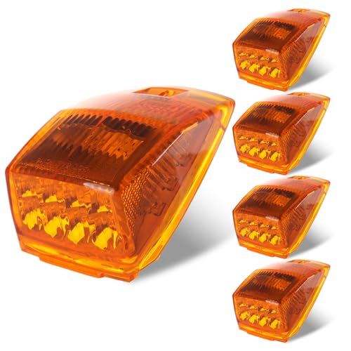 LBRST 5 x 17 Diodes AmberLens Truck Cab Marker Light Top Roof Running Lights 2 x AmberLens 17 Diodes Fit for Kenworth/Peterbilt/Freightliner/Mack/Western Star Truck Trailer