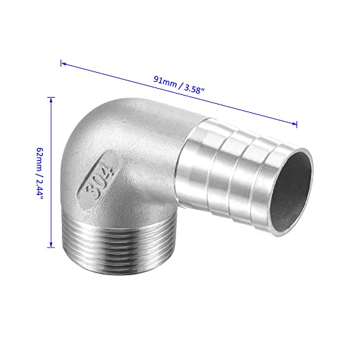 M METERXITY Hose Barb Fittings - 90 Degree Elbow Stainless Steel 32mm Pipe Connector Apply to Water Fuel (G1-1/4 Male Pipe) - Image 4