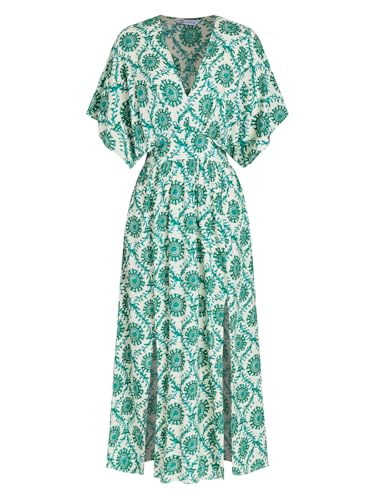 Image of CUPSHE Women's Summer Boho Maxi Dress Paisley Floral V Neck Smocked Dress Beach Vacation Slit Hem Flowy Dress with Pockets