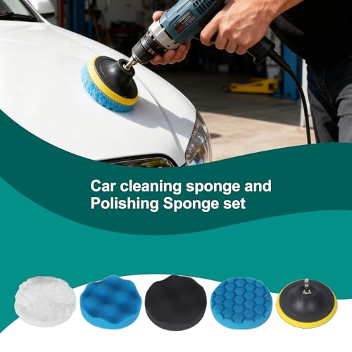 31 Pezzi Kit Pulizia Auto Pratica Borsa Inclusa,Set Completo Di Lavaggio Auto Per Interni Ed Esterni, Spazzole Detailing, Spugne Lucidanti, Spazzola Per Pneumatici,Spazzola Per Trapano - 5