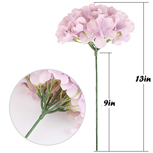 Flojery Silk Hydrangea Heads Artificial Flowers Heads with Stems for Home Wedding Decor,Pack of 10 (Violet) - Thumbnail 5