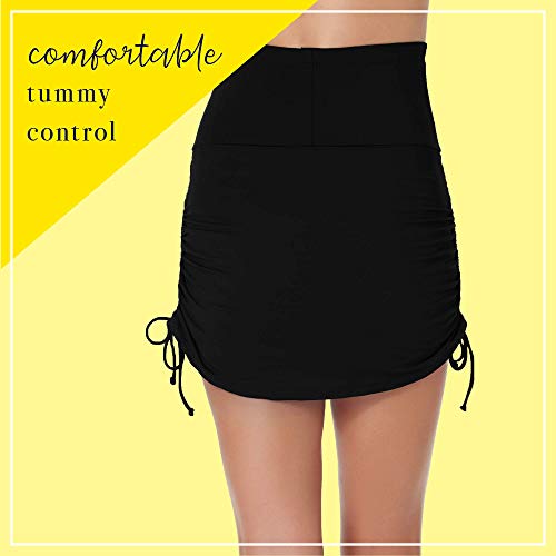 Anne Cole Women's Super High-Waist Shape Control Skirt Bikini Bottom Swimsuit, Navy, Large #TOP5