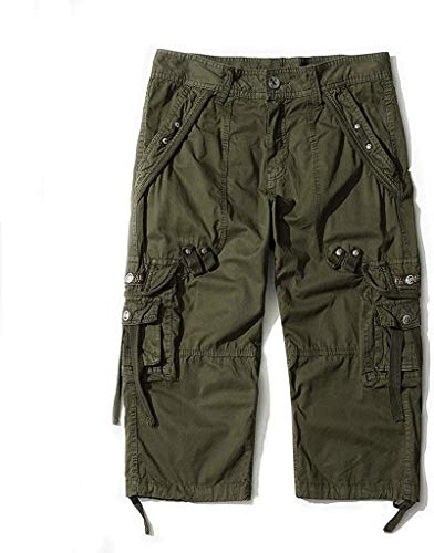 Hakjay Army Green Long Cargo Shorts for Men Size 40