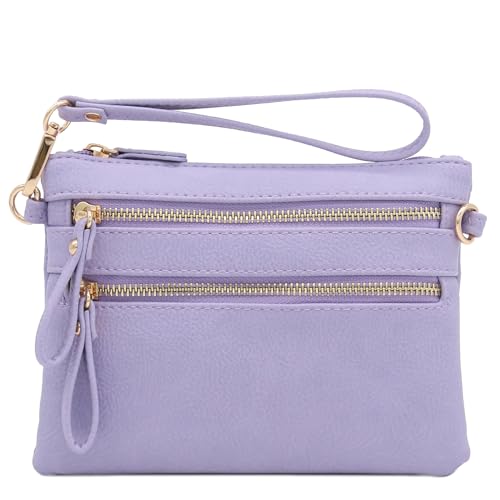 Image of FashionPuzzle Multi Zipper Pocket Small Wristlet Crossbody Bag