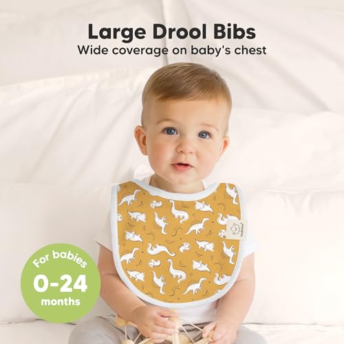 Image of 8-Pack Organic Baby Bibs for Boys, Girls - Soft Cotton Drooling and Teething Bibs for Baby Girl & Boy, Extra Absorbent, Easy to Clean & Put On for Toddler, Newborn, Infant 0-24 Months (Mesozoic)