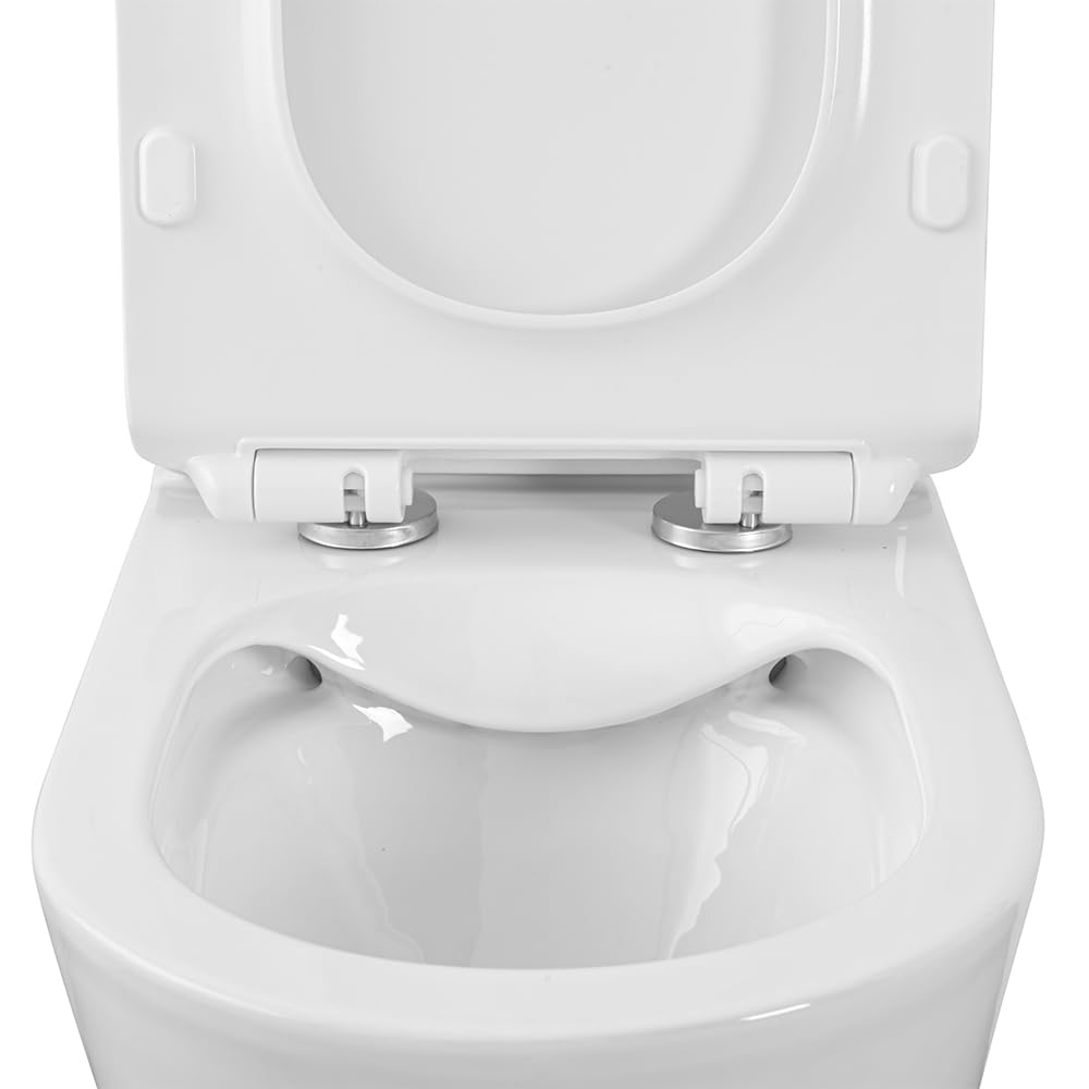 WC Filomuro Monoblocco Rimless Ceramica Bianco Lucida Linea Tygo 38x62x82,5 cm Sedile Soft-Close
