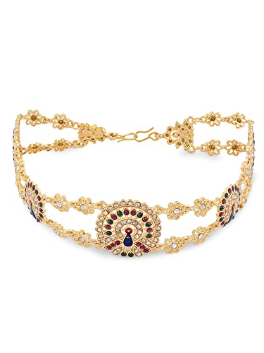 Zaveri Pearls Multicolor Meenakari Peacock Inspired Bridal Head Chain For Women-ZPFK14068