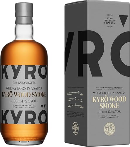 Kyrö Wood Smoke Whisky 47,2% vol. | Finnischer Roggenwhisky | 0,7 Liter | Über Erlenholz...