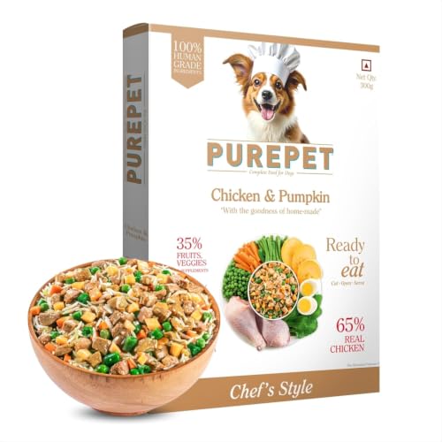 Image of Purepet Fresh Dog Food 300g | Chicken & Pumpkin for Adults & Puppies | High Protein, 65% Real Chicken, 35% Fruits & Veggies | No Preservatives | Ready to Serve | All Breeds | Single Meal Pack