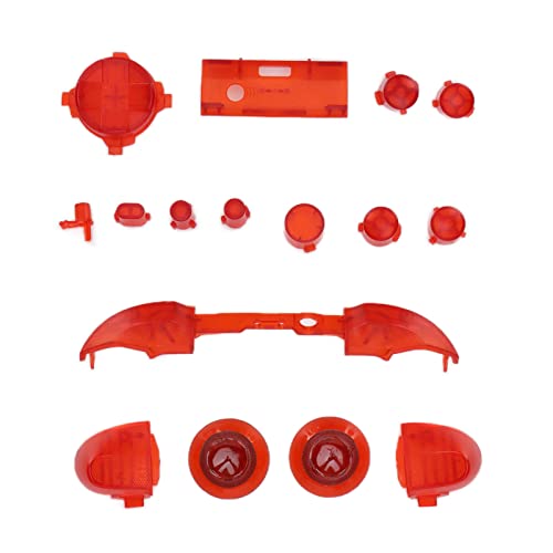 Controlador De Juego Triggers Buttons RT LT RB LB Button Kits De Mod De Botón Completo para Xbox Botones ABXY, Kit De Botones De Controlador De Juego De Repuesto para Xbox Series X(Rojo Transparente)