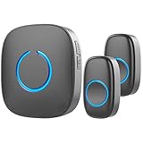 SadoTech Wireless Doorbell for Home - 2 Push-Button Ringer & 1 Chime Receiver, Battery Operated,...