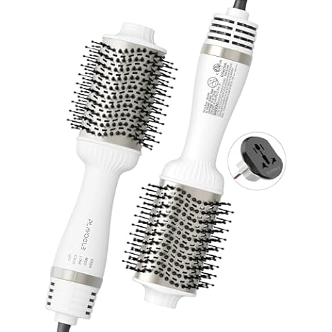 PLAVOGUE 4 Settings Dual Voltage Hair Dryer Brush with Negative Ion - Straightening, Drying, and Curling for European Travel Cover