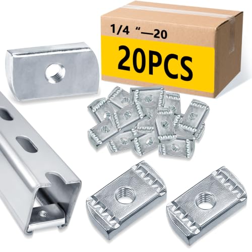 Image of SIHAI 20 Pcs 1 /4 inch-20 Strut-Channel Nuts, No Spring Strut Hardware Nuts with Zinc Electroplate Finish, for Use with Unistrut Channels