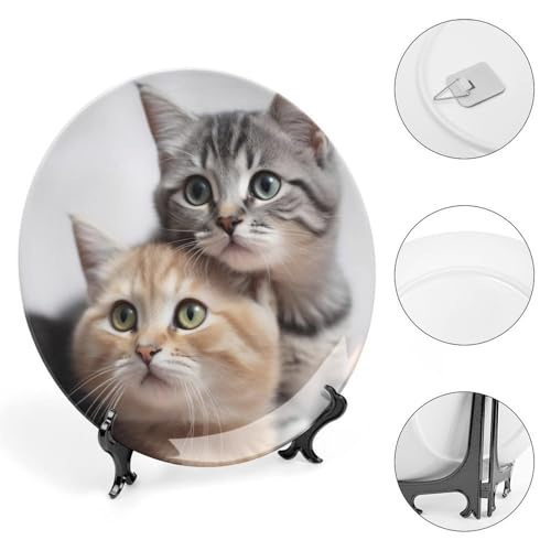 Plato decorativo Cats Bone China estilo chino 6 pulgadas miniatura 4