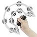 PHITUODA Tambourine Double Row, Metal Jingles Hand Held Percussion, Half Moon Tambourine for Kids/Adults/Party Kids-White
