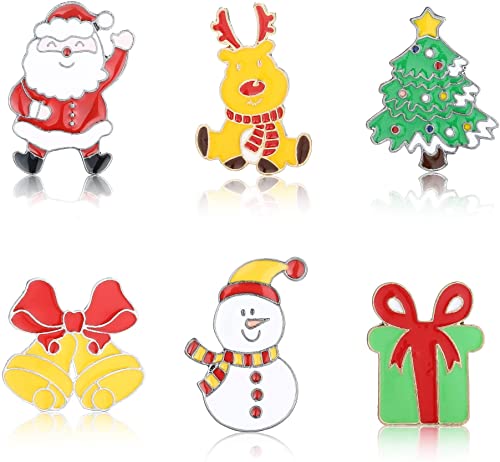 LOLIAS 6/9 st julbrosch set flerfärgad emalj brosch jul jultomten snöflingor ren snögubbe klockor julträd smycken pins för juldekorationer julfest fest fest,