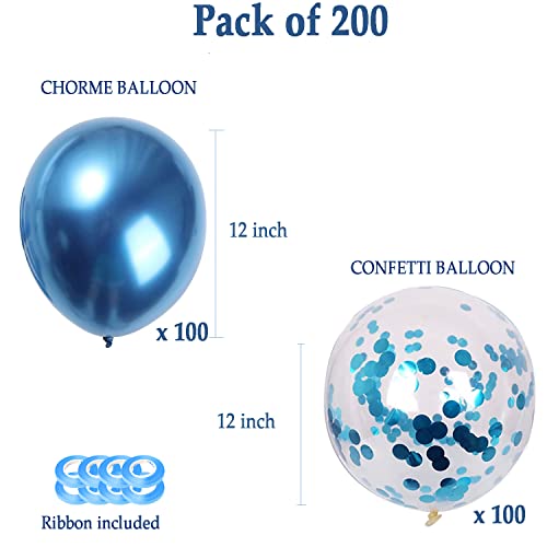 Image of AMFIN Confetti Balloon Blue /Baby Shower Blue Theme Balloons /Boy Blue Birthday Decoration /Blue Confetti Balloons /Birthday Balloons /Welcome Boy Balloon - Pack of 200
