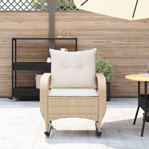 Chaise à bascule d'extérieur en acier et rotin synthétique durable - 5