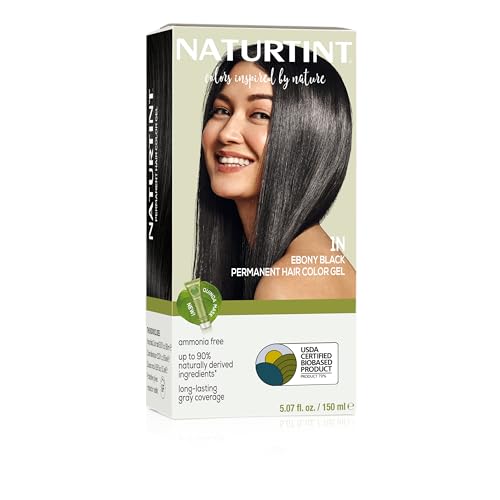 Naturtint 1N Ebony Black Permanent Hair Color (Pack of 1), Ammonia Free, Vegan, Cruelty Free, up to 100% Gray Coverage, Long Lasting Results (Packaging may vary)