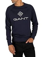 GANT Men's D1 Gant Lock-Up C Neck Sweat, Evening Blue, 2XL