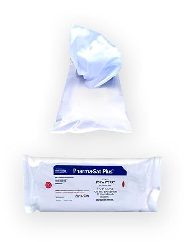 Pharma Brand Pharma-Sat Wipes, Lint-Less, Sterile 70% IPA Saturated, Polyester/Cellulose Blend, Low Endotoxin, 90 Count, Used for Pharmaceutical Compounding & Manufacturing