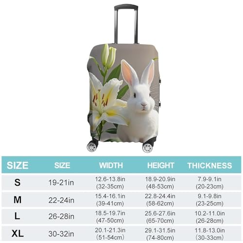White Rabbit And Lilies Printed Luggage Cover Protector, Fits 18-32 Inch Luggage2