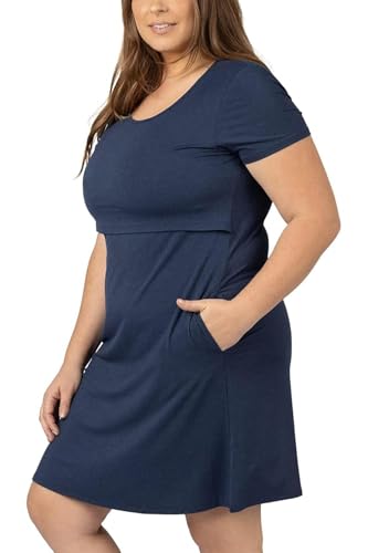 Image of Kindred Bravely Eleanora Ultra Soft Maternity Nursing Dress | Short Sleeve Breastfeeding Dress with Pockets