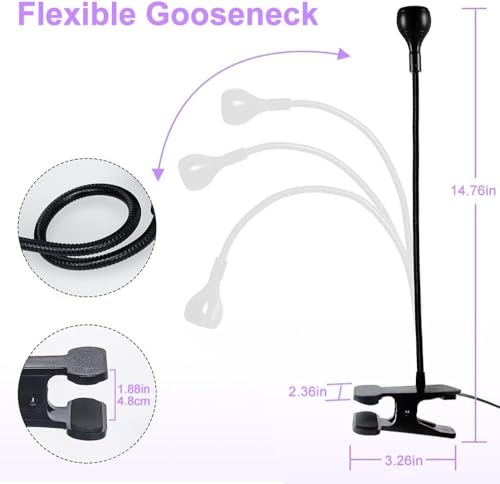 Bovmics Lâmpada de mesa USB 3W LED UV para celular, unhas de gel, braçadeira portátil flexível, Plug