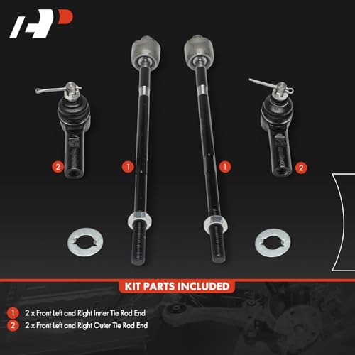 A-Premium Set of 4, Front Inner Outer Tie Rod End Kit, Compatible with Suzuki Grand Vitara 2006-2013 by A-premium - Image 3