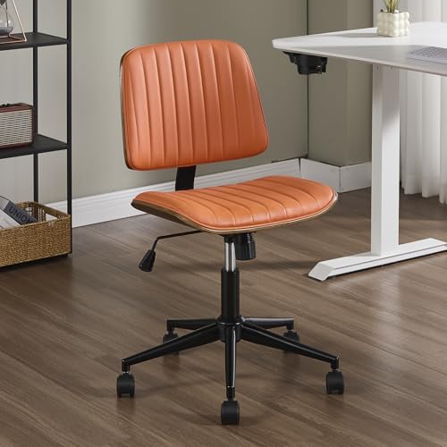 Image of Armless Rolling Office Desk Chair, Adjustable Height Computer Chair, Orange