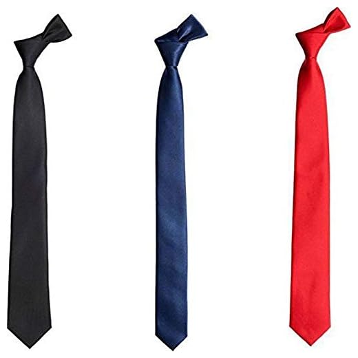 Alcove Men's Boys Skinny Tie/Slim Tie Combo Pack of 3 (Black,Navy Blue,Red)
