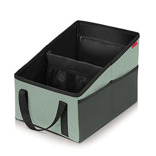 Car Seat Organizer - Passenger Seat Organizer, Collapsible Small Car Seat Storage Organizer for Console Front or Back, Automotive Backseat Organizer with Belt 4 Cup Holders for Kids Accessories, Cyan by YOOFAN - Used condition - US$20.85