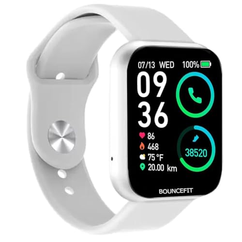 Image of Bouncefit M I D116 Fitness Band Smart Watch for Men, Women, Boys, Girls, Kids - Single Touch Interface, Water Resistant, Workout Modes, Quick Charge Sports Smartwatch - White I