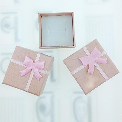 TRIXES Ring Box - 5PC Elegant Square Jewellery Boxes - for Engagement Ring Proposal Wedding Gift Box - Display Case with Foam Interior and Ribbon Bow - Assorted Colours
