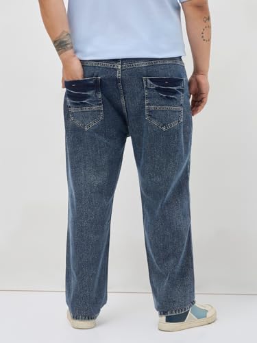 Image of Urbano Plus Men's Regular Fit Heavy Washed Denim Jeans Stretchable