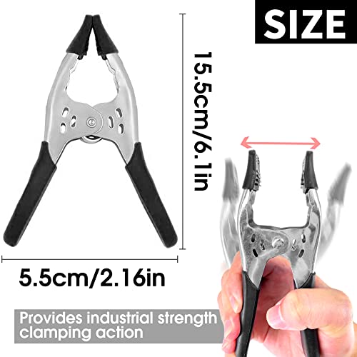 Diymood 4 Packs of Clamp Large Heavy Duty Spring Metal Clamps Heavy Duty Crafts Plastic Backdrop Clips Hand Clamps for Backdrop Stand Photography