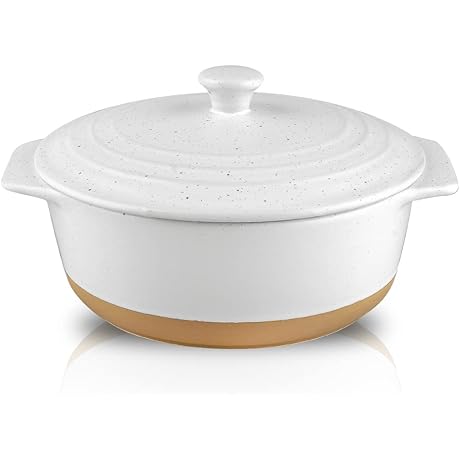 Ceramic Casserole Dish with Lid, 2 Quart Round Casserole Dish