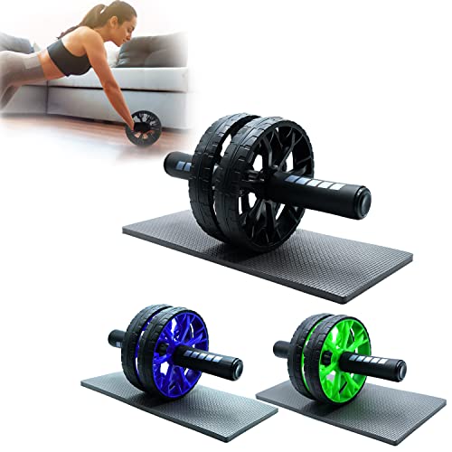 Wearslim® Professional Heavy Duty Trigeminal Double Wheel Ab Roller With Knee Mat | Ab Roller Equipment With Non-Slip Handles | Abdominal Workout Equipment for Core Strength Exercise - Multicolor