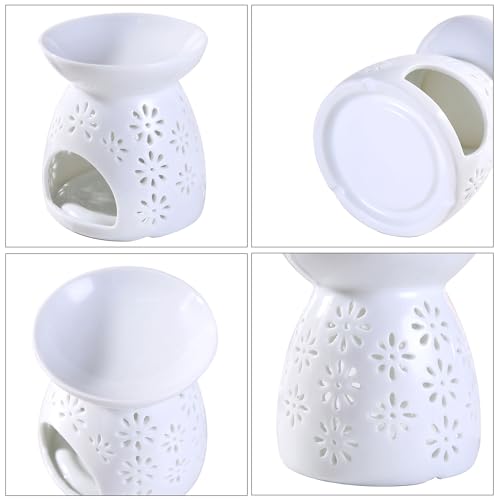 Auxmeware - Suporte de vela de cerâmica para chá, queimador de óleo essencial, difusor de aroma de i