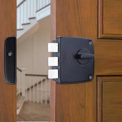 Image of Godrej Tribolt Compact 1CK DB | Triple Bolt Lock for Main Doors | 21mm Deadbolt | 60mm Backset | 3 Reversible Keys | 3-Bolt Locking | Textured Black Finish | 5 Year Warranty