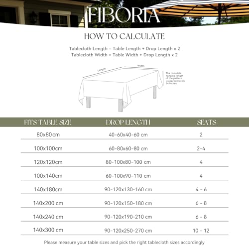 FIBORIA Wachstuchtischdecke Outdoor 140x180 eckig mit Saum Leinenoptik PVC Tischdecken Wasserdicht Gartentischdecke wetterfest Table Cloth für Geburtstag,Party,Hochzeiten,Weihnachten,naturlinen Beige