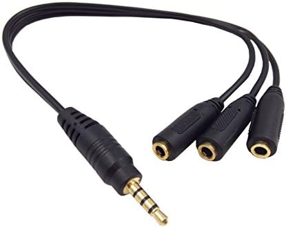 3.5mm Stereo Audio Splitter Cable Qaoquda 1FT Gold Plated 3.5mm (1/8") TRRS Stereo Plug Male to 3 x 1/8" 3.5mm Stereo Jack Female 1 Input 3 Output Stereo Audio AUX Splitter Cable(1M/3F)