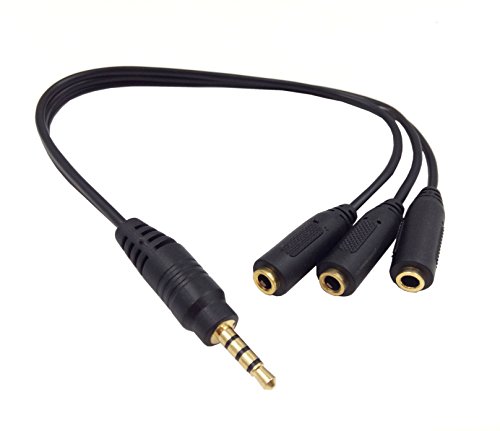Cable TRRS 3.5 mm macho con triple salida estéreo y conectores de oro