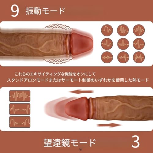 女性用スラストディルドバイブレータセックス玩具- 7つのスラスト&振動モード、加熱機能、gスポット肛門膣刺激、大人の女性の喜びのおもちゃとリアルな吸引カップディルド - 画像5