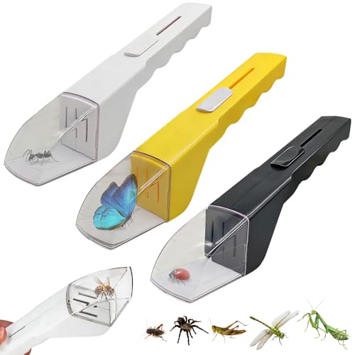 Pack of 3 Insect Catchers, Spider Catcher, Hand-Held, Spider Catcher Tool for Children, Live Insect Catcher, Spider Grabber Trap, Portable Bee Catcher for Outdoor, Home & Garden
