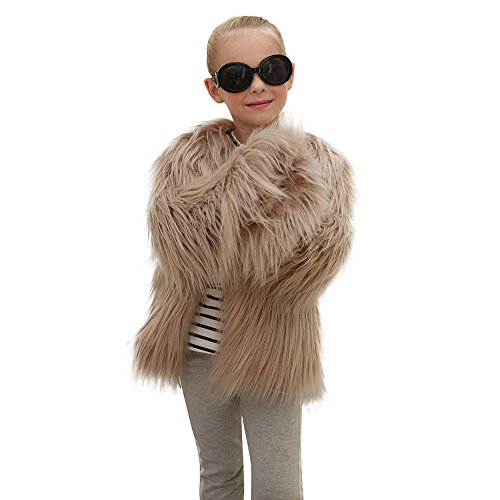 Kids Baby Girls Autumn Winter Faux Fur Coat Jacket Thick Warm Outwear Clothes Khaki