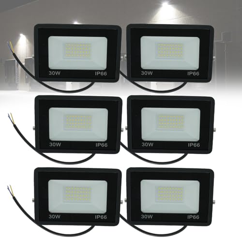 Dotauge Foco LED de 30 W for Exteriores Resistente al Agua IP66 luz Diurna de 6500 K iluminación Comercial for Patios estacionamientos etc(6pack)