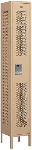 Salsbury Industries 71162TN-U Single Tier 12-Inch Wide 6-Feet High 12-Inch Deep Unassembled Vented Metal Locker, Tan Brown