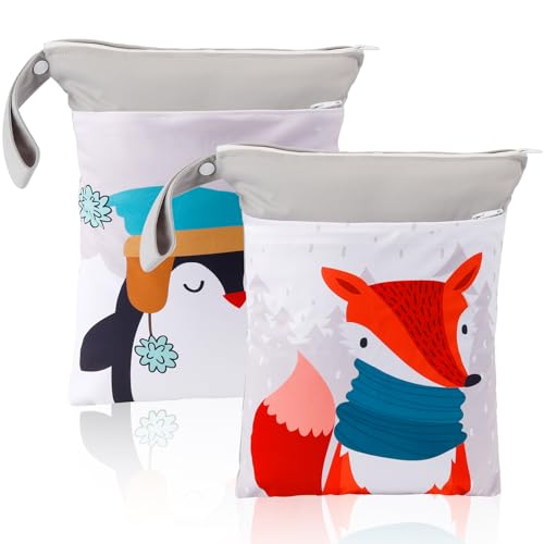 Bolsa de Pañales Impermeable y Reutilizable - Merienda Lavable 40x30cm Con 2 Cremalleras - Para Viaje, Playa, Piscina y Deporte